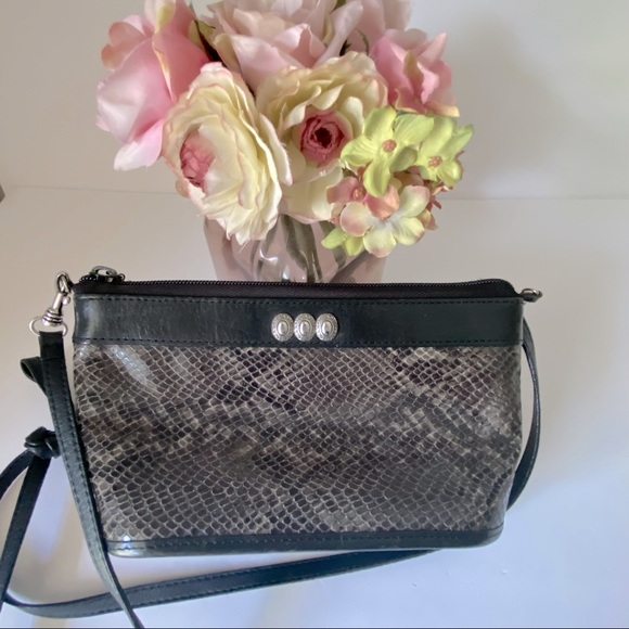 Rare Brighton Crossbody Snake Skin Leather vintage Convertible Clutch Purse Bag - Picture 2 of 10